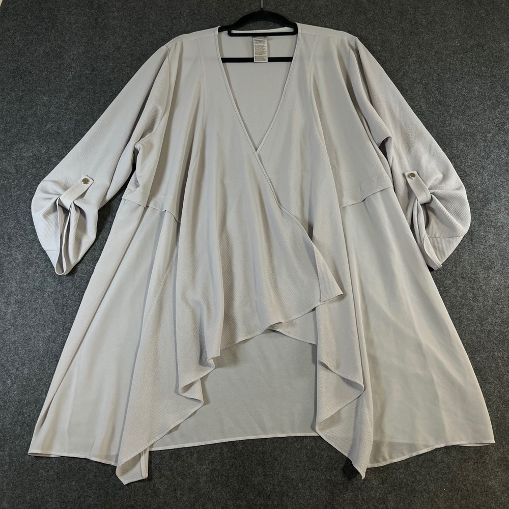 Chico's Travelers Gray Layered Open Front Cardigan Jacket Size‎ 3 US 16/18 XL